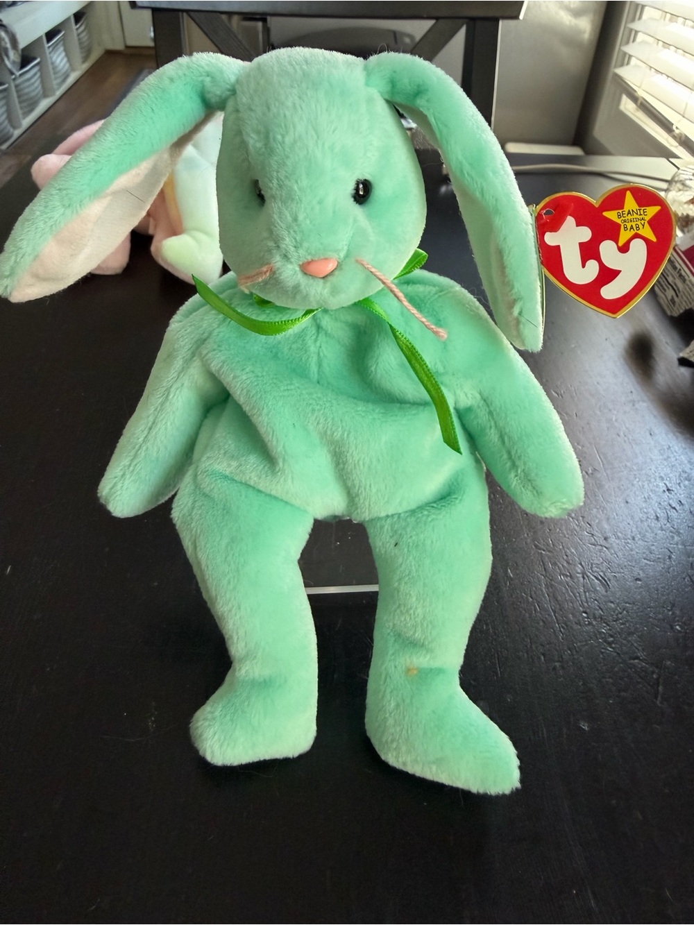 TY  Hippity Beanie Baby Mint Green Bunny Plush - June 1, 1996